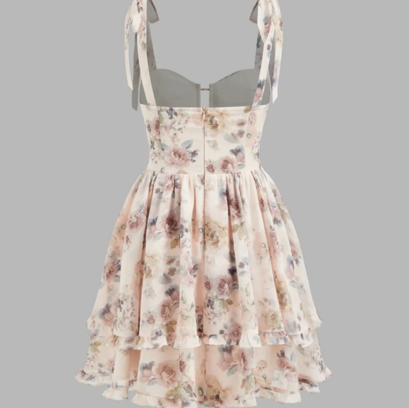 NWT Cider Chiffon Ruffle Mini Floral Dress Sz 4 Small - Picture 5 of 9